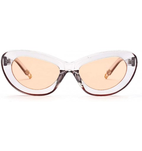 Rectangular Retro Cat Eye Sunglasses Women Candy Colors Resin lens Glasses UV400 - White Brown - CN18NEASU48 $9.21