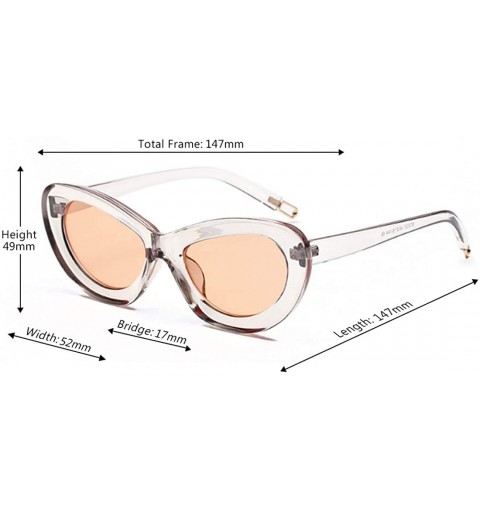 Rectangular Retro Cat Eye Sunglasses Women Candy Colors Resin lens Glasses UV400 - White Brown - CN18NEASU48 $9.21