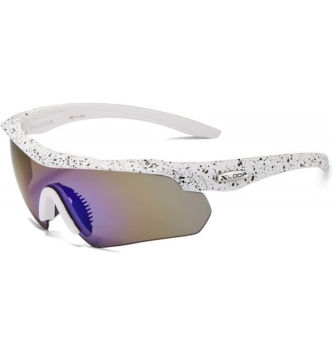 Shield Junior Teen Boys Age 12-18 Sunglasses Baseball Cycling Running Sports - White - Blue Mirror - CU1252TL455 $13.08