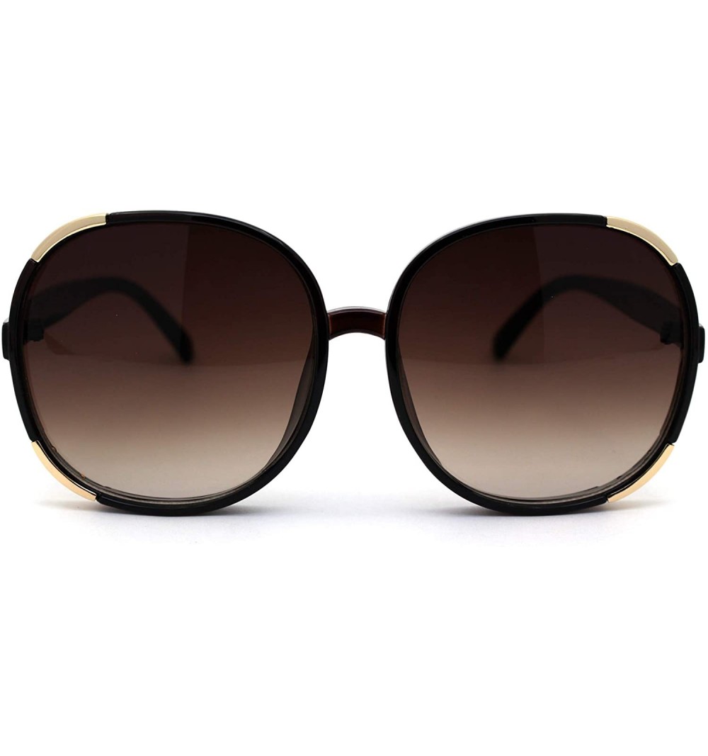 Butterfly Womens Oversize Round Butterfly Chic Plastic Sunglasses - All Brown - CO197LLWZS5 $10.84