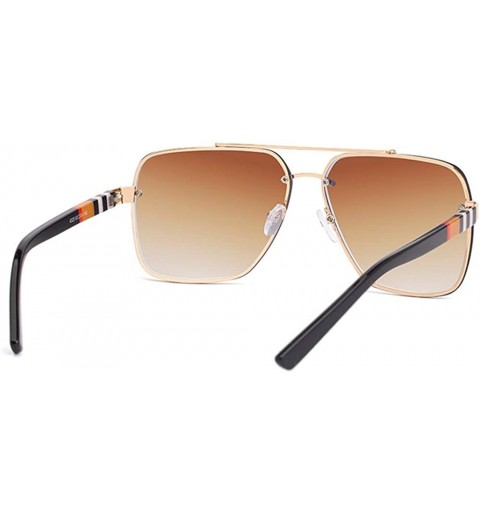 Aviator Retro square sunglasses for men women rimless sunglasses metal frame UV400 protection - 5 - CB199ZWSA32 $19.54