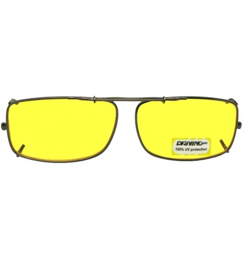 Rectangular Slim Rectangle Non Polarized Yellow Lens Clip on Sunglasses - Bronze-non Polarized Yellow Lens - CO18GCQRZLH $35.47