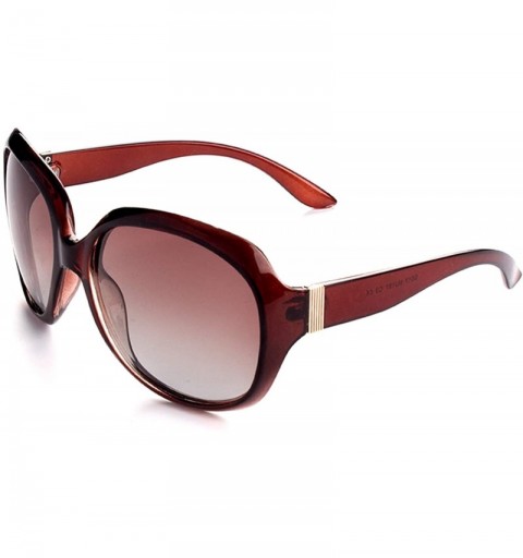 Goggle Classic Stylish Oversized Simple frame Polarized Sunglasses for Women - Brown Frame/Brown Lens - C518N02Z83O $18.78