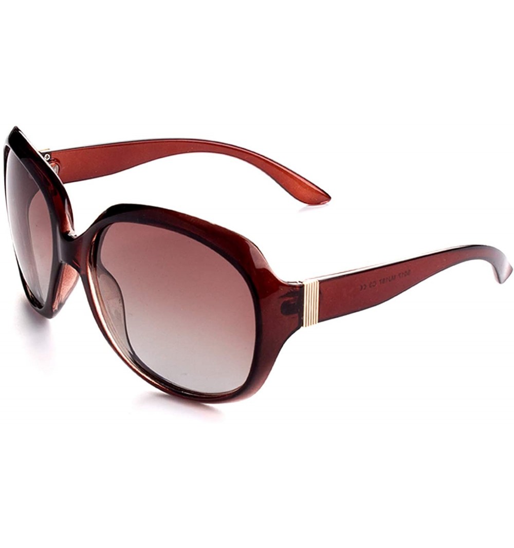 Goggle Classic Stylish Oversized Simple frame Polarized Sunglasses for Women - Brown Frame/Brown Lens - C518N02Z83O $18.78