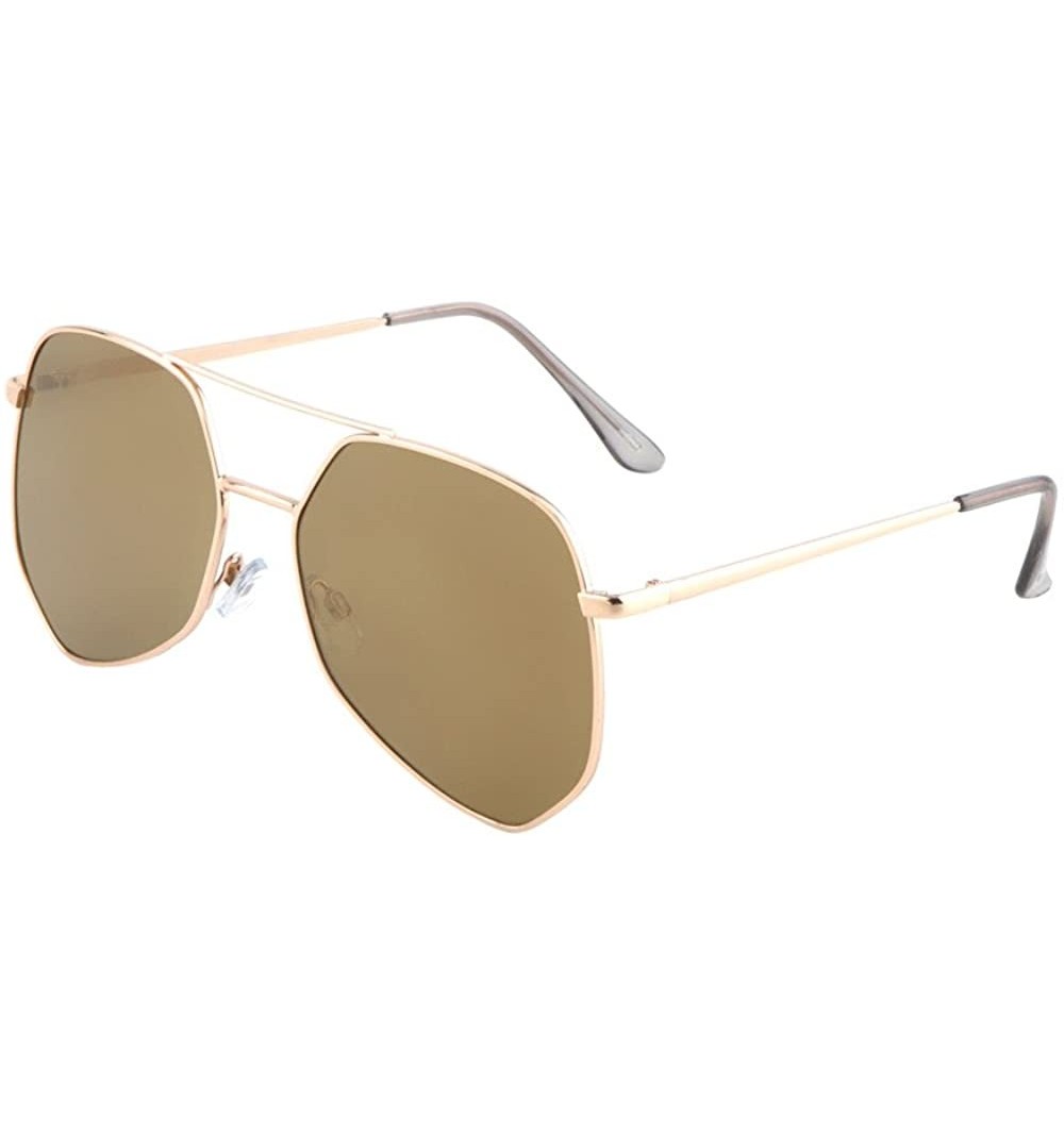 Aviator Geometric Large Aviator Sunglasses Metal Frame Mod Fashion Eyewear - Gold/Gold - CN182ZUTZMA $9.88