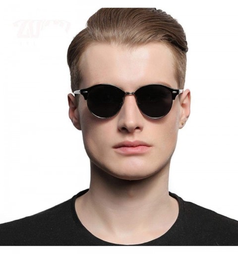 Aviator 20/20 Retro Rivet Polarized Sunglasses Men Classic Brand C01 Black Smoke - C03 Brown - C318XAIGW3W $30.23