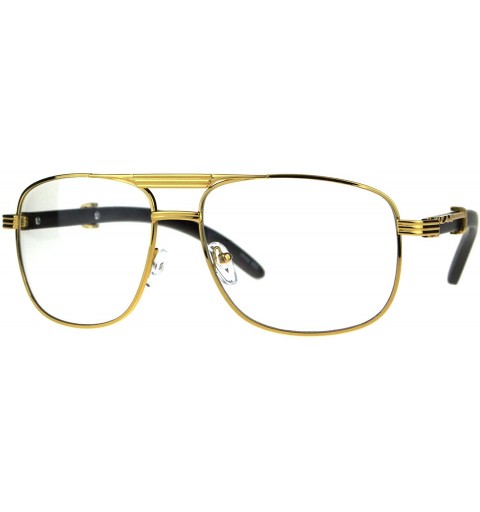 Square Mens Clear Lens Glasses Square Navigator Wood Buff Fashion Eyeglasses - CR189ZZXCTW $8.66