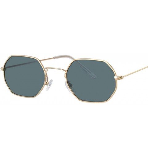 Oversized Small Round Vintage Mirror Lenses UV Protection Unisex Sunglasses by - Gold Deep Green - CF18TWOE09Q $10.48