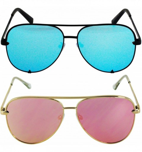 Oversized Designer Sunglasses Oversized Protection - Blue and Pink - CV18T05R94S $17.20