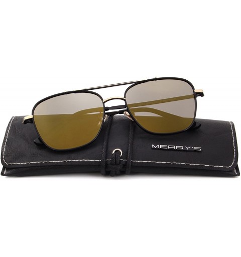 Oversized Men's Polarized Square Sunglasses For Driving 100% UV Protection S8180 - Brown Mirror - C31885Q4T32 $18.38