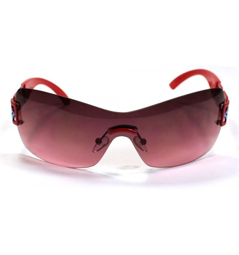 Shield Designer Style Women's Sunglasses 8817 - Red - CD11ESITOYF $8.48