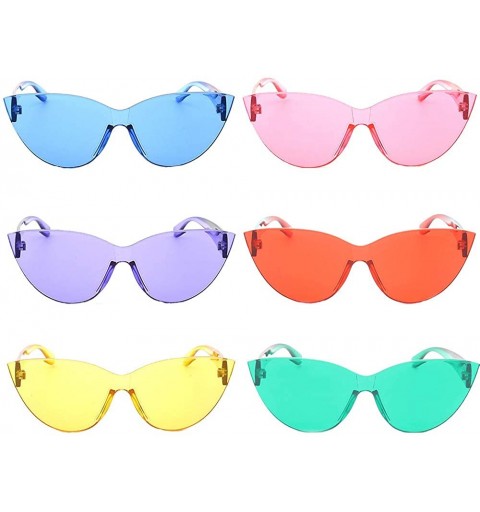 Round One Piece Rimless Neon Sunglasses Candy Color Eyewear for Music Bachelorette Party Photo Props Halloween Costume - CZ18...