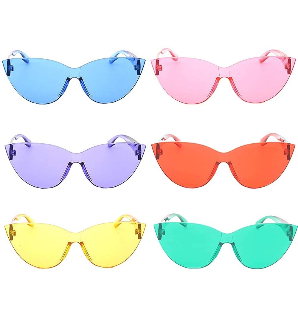 Round One Piece Rimless Neon Sunglasses Candy Color Eyewear for Music Bachelorette Party Photo Props Halloween Costume - CZ18...