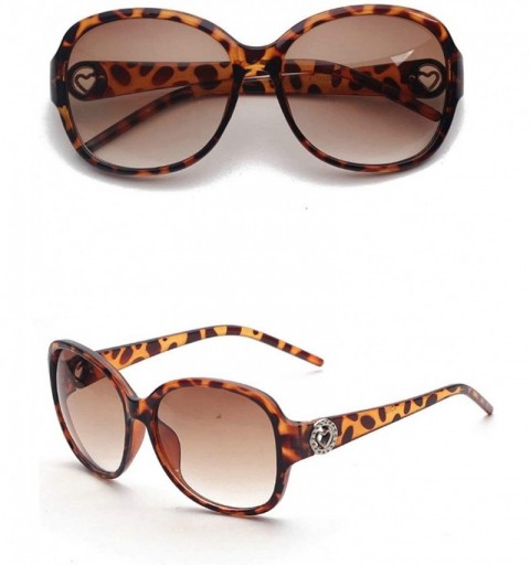 Oval Classic style Hollow Round Heart Sunglasses for Women Plate Resin UV400 Sunglasses - Leopard Print - CW18SZTDG3T $11.92
