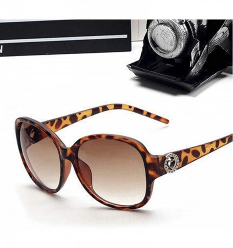 Oval Classic style Hollow Round Heart Sunglasses for Women Plate Resin UV400 Sunglasses - Leopard Print - CW18SZTDG3T $11.92