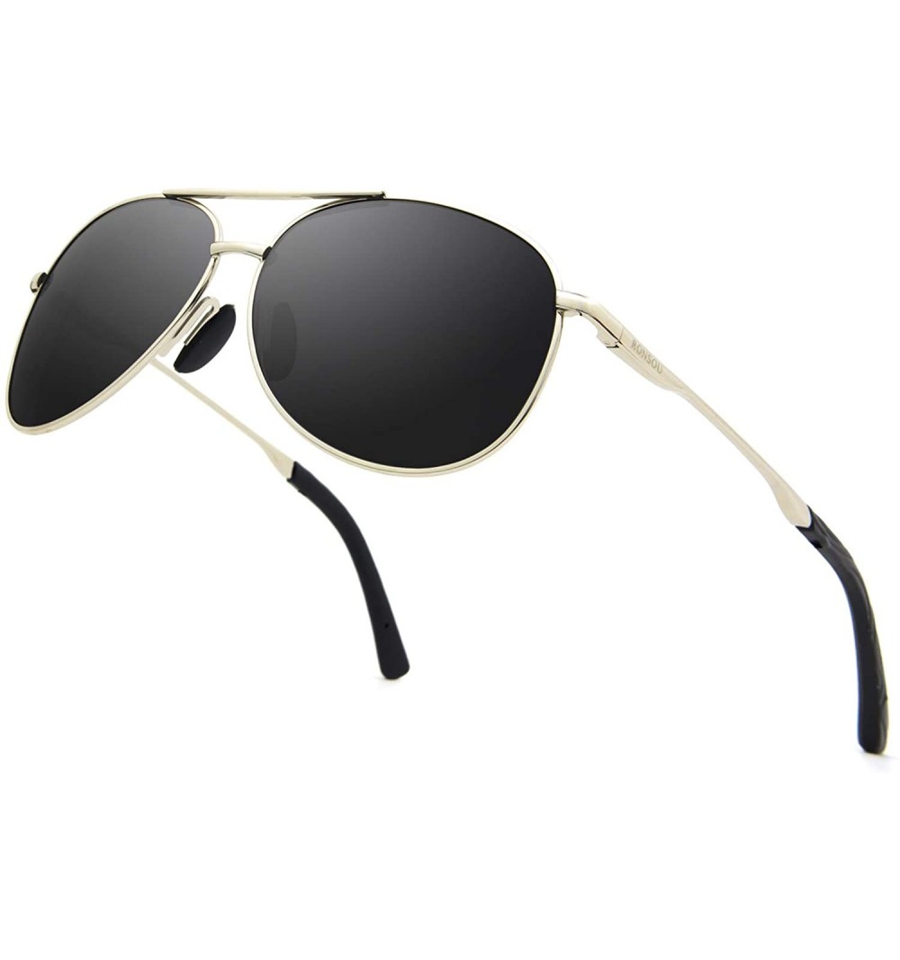 Aviator Oversized Aviator Sunglasses for Men Women Polarized UV Protection Vintage Driving Sun Glasses - C518IK5IMU8 $13.93