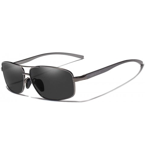Square Men Retro Polarized Sunglasses Square Classic - Gun - CX195A534T2 $30.25
