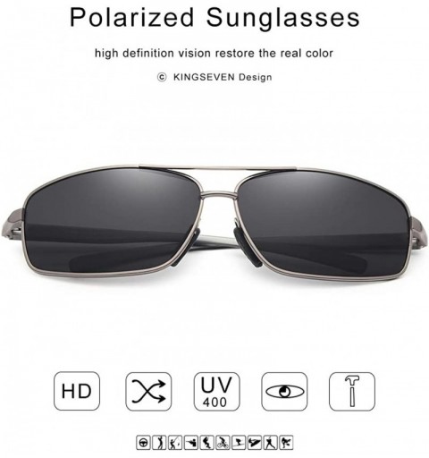 Square Men Retro Polarized Sunglasses Square Classic - Gun - CX195A534T2 $14.02