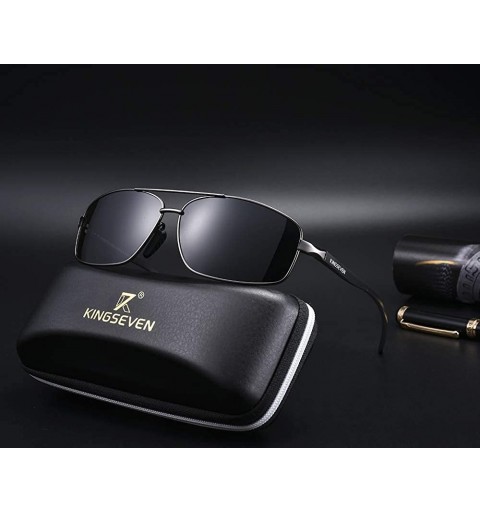 Square Men Retro Polarized Sunglasses Square Classic - Gun - CX195A534T2 $14.02