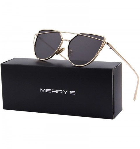 Rimless Fashion Women Cat Eye Sunglasses Coating Mirror Lens Sun glasses UV400 S7882 - Gold&black - CN12FYY9WBB $14.47