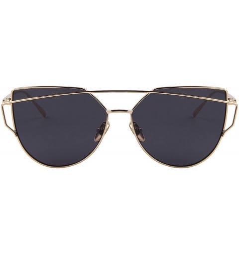 Rimless Fashion Women Cat Eye Sunglasses Coating Mirror Lens Sun glasses UV400 S7882 - Gold&black - CN12FYY9WBB $14.47