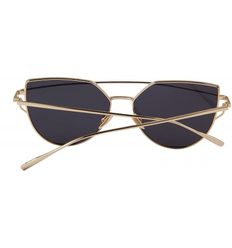 Rimless Fashion Women Cat Eye Sunglasses Coating Mirror Lens Sun glasses UV400 S7882 - Gold&black - CN12FYY9WBB $14.47