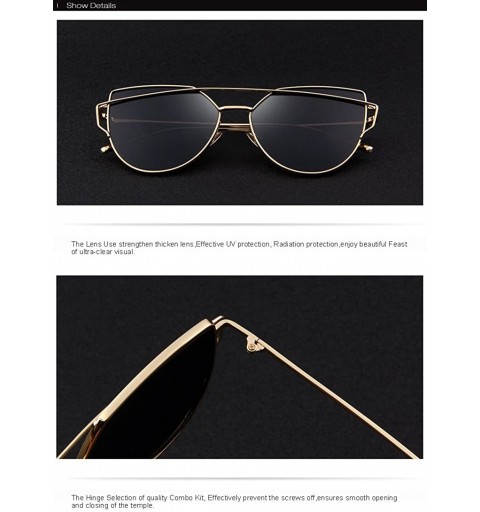 Rimless Fashion Women Cat Eye Sunglasses Coating Mirror Lens Sun glasses UV400 S7882 - Gold&black - CN12FYY9WBB $14.47
