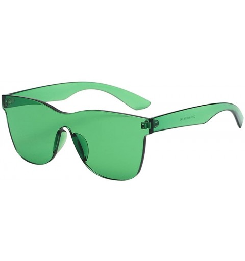 Semi-rimless Fashion Mirrored Sunglasses for women Rimless Square Candy Color Eyewear Resin Lens Sunglasses - Green - C11908N...