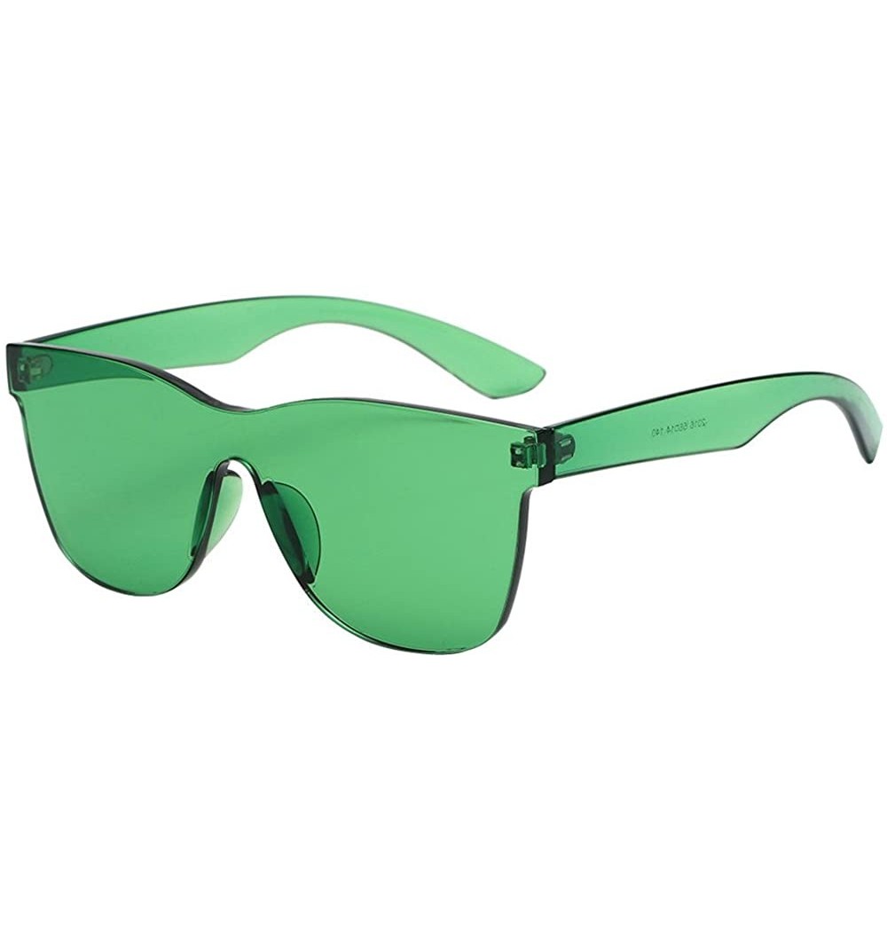 Semi-rimless Fashion Mirrored Sunglasses for women Rimless Square Candy Color Eyewear Resin Lens Sunglasses - Green - C11908N...