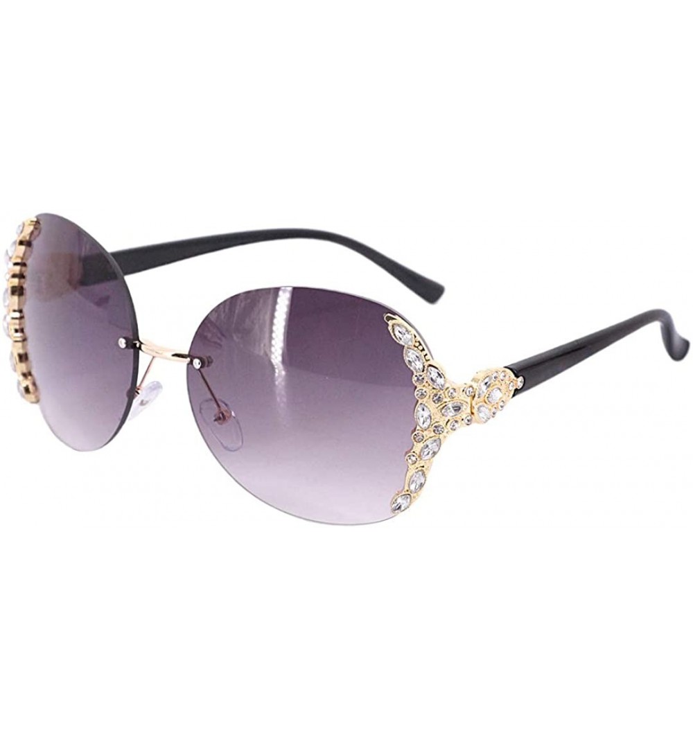 Rimless Fashion Round Sunglasses Semi-rim UV Protection Glasses for Women Girls - Purple - CA199U0HHXQ $13.78