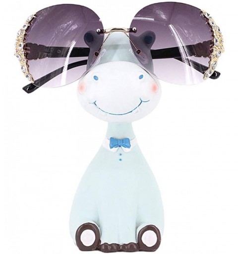 Rimless Fashion Round Sunglasses Semi-rim UV Protection Glasses for Women Girls - Purple - CA199U0HHXQ $13.78