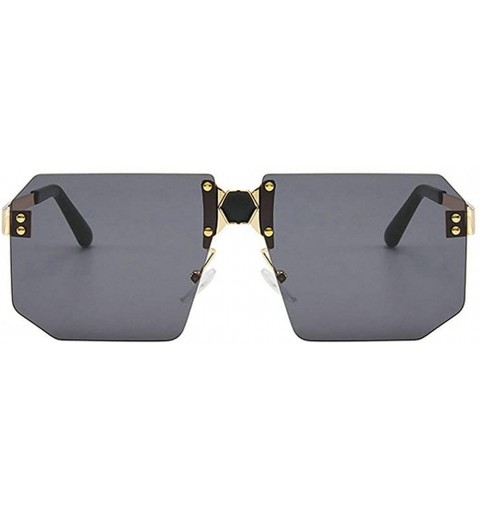 Rimless Fashion Square Sunglasses Women Brand Designer Rimless Red Mirror Sun Glasses Men UV400 - Gold&black - CA194MC4W6R $1...