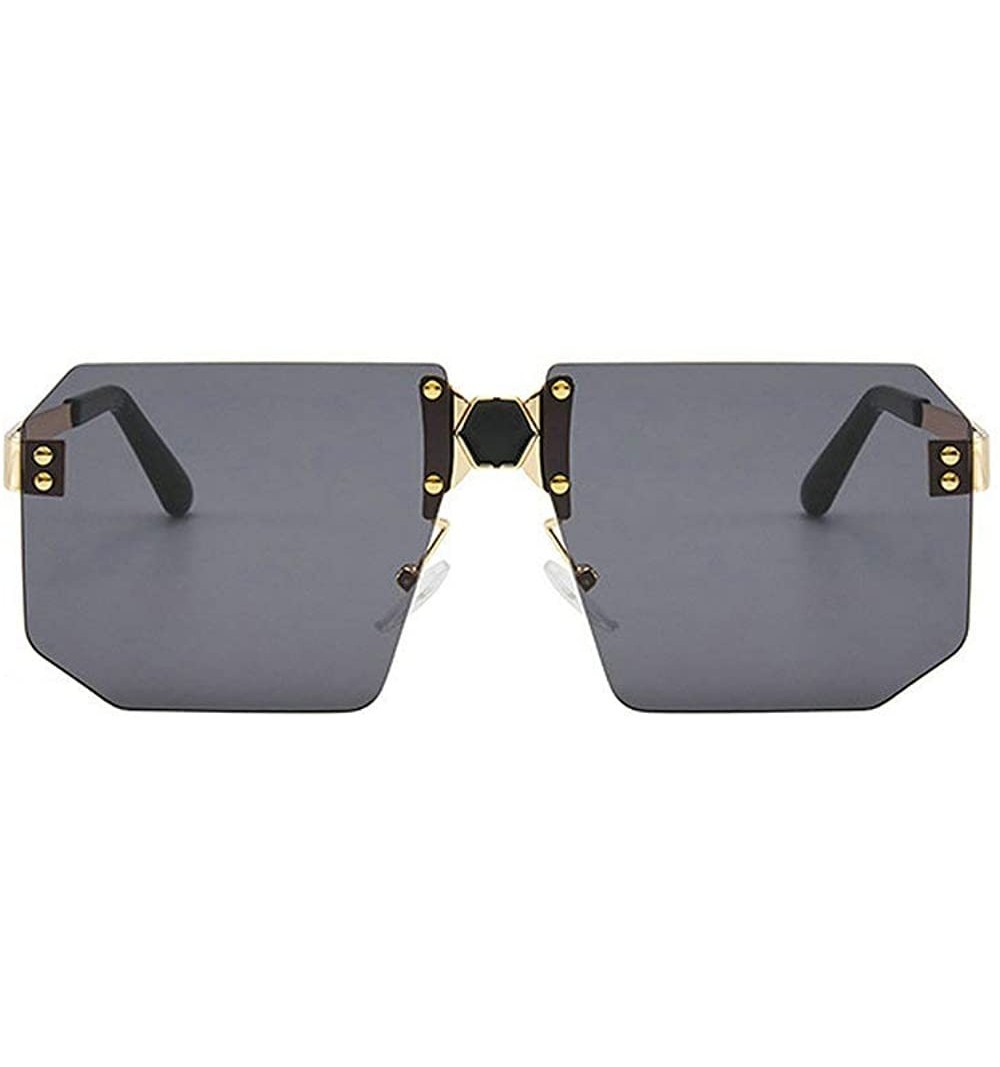 Rimless Fashion Square Sunglasses Women Brand Designer Rimless Red Mirror Sun Glasses Men UV400 - Gold&black - CA194MC4W6R $1...