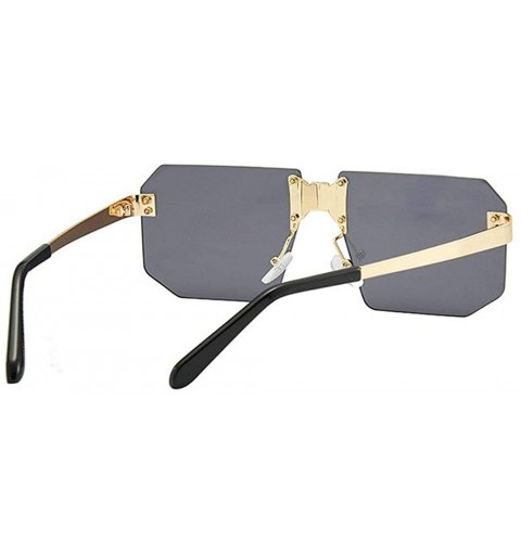 Rimless Fashion Square Sunglasses Women Brand Designer Rimless Red Mirror Sun Glasses Men UV400 - Gold&black - CA194MC4W6R $1...