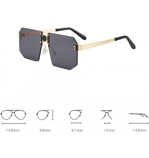 Rimless Fashion Square Sunglasses Women Brand Designer Rimless Red Mirror Sun Glasses Men UV400 - Gold&black - CA194MC4W6R $1...