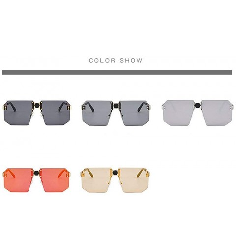 Rimless Fashion Square Sunglasses Women Brand Designer Rimless Red Mirror Sun Glasses Men UV400 - Gold&black - CA194MC4W6R $1...