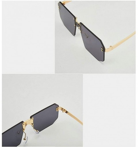 Rimless Fashion Square Sunglasses Women Brand Designer Rimless Red Mirror Sun Glasses Men UV400 - Gold&black - CA194MC4W6R $1...
