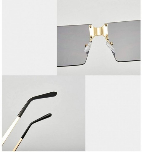 Rimless Fashion Square Sunglasses Women Brand Designer Rimless Red Mirror Sun Glasses Men UV400 - Gold&black - CA194MC4W6R $1...