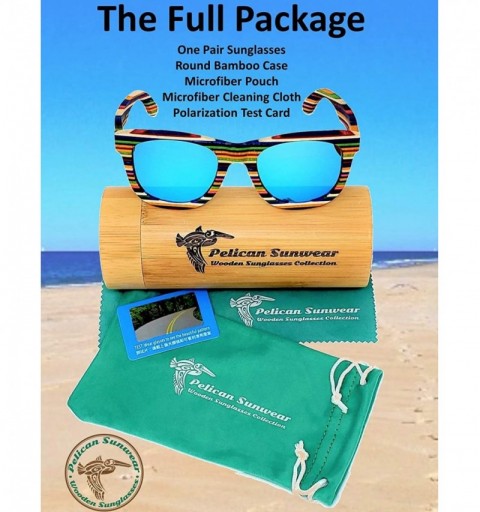 Square Wood Sunglasses Multi Colored Polarized Handmade - C418U3HD7CG $41.54