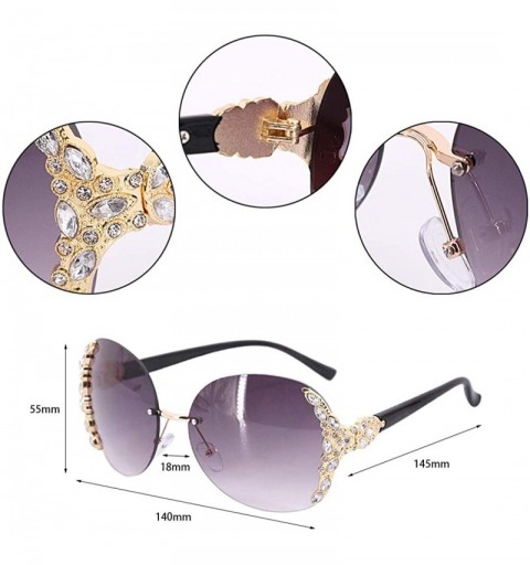 Rimless Fashion Round Sunglasses Semi-rim UV Protection Glasses for Women Girls - Purple - CA199U0HHXQ $13.78