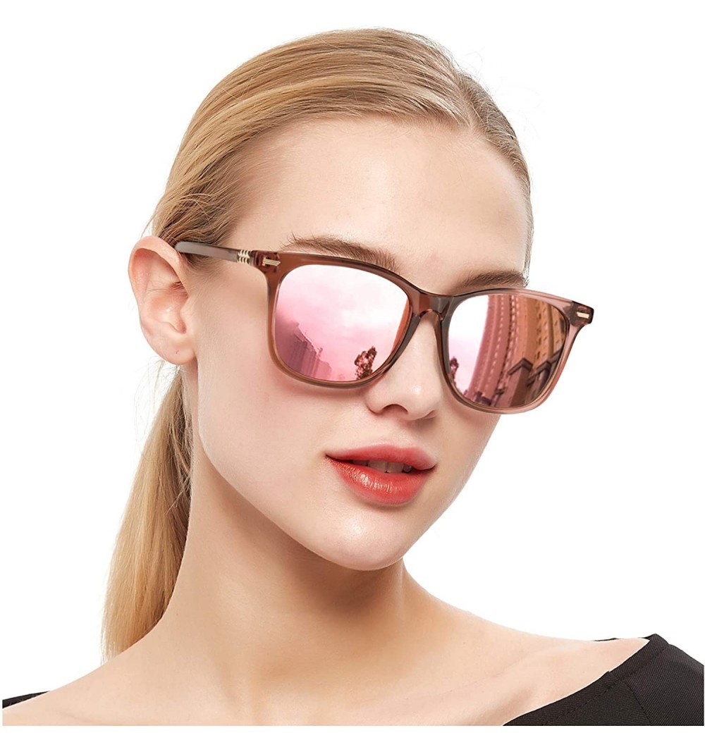 Square Polarized Mirrored Sunglasses for Women - Fashion Oversized Design Sun Glasses - 100% UV Protection Eyewear - CL193TEE...