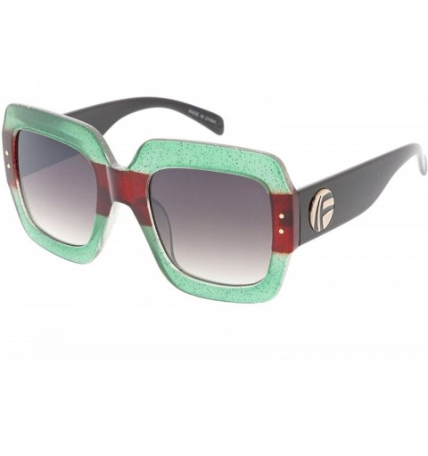 Square Heritage Modern "F'd Up" Simple Square Frame Sunglasses - Green - CZ18GYDUOYL $7.53