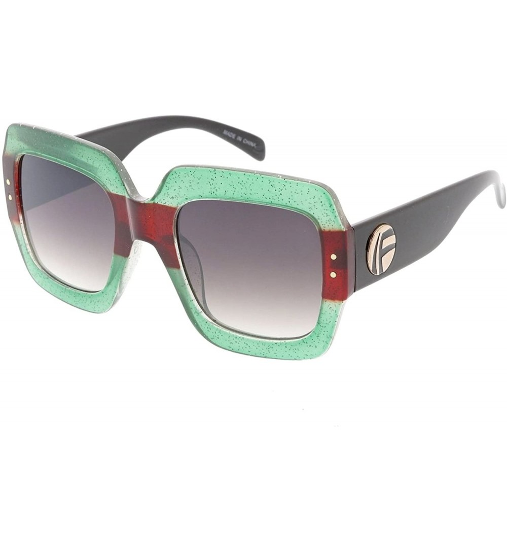 Square Heritage Modern "F'd Up" Simple Square Frame Sunglasses - Green - CZ18GYDUOYL $7.53