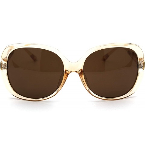 Oversized Womens Rectangular Mod Minimal Butterfly Designer Sunglasses - Peach Gold Brown - CK18WDI26X4 $14.30