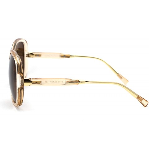Oversized Womens Rectangular Mod Minimal Butterfly Designer Sunglasses - Peach Gold Brown - CK18WDI26X4 $14.30
