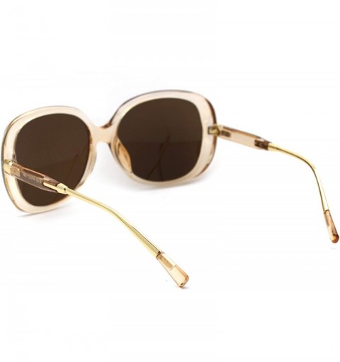 Oversized Womens Rectangular Mod Minimal Butterfly Designer Sunglasses - Peach Gold Brown - CK18WDI26X4 $14.30