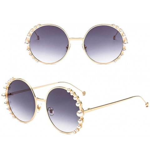 Round Women Round Sunglasses Pearl Sun Glasses Fashion Alloy Frame Eyewear Female Shades UV400 - CR199O0QSMS $12.43