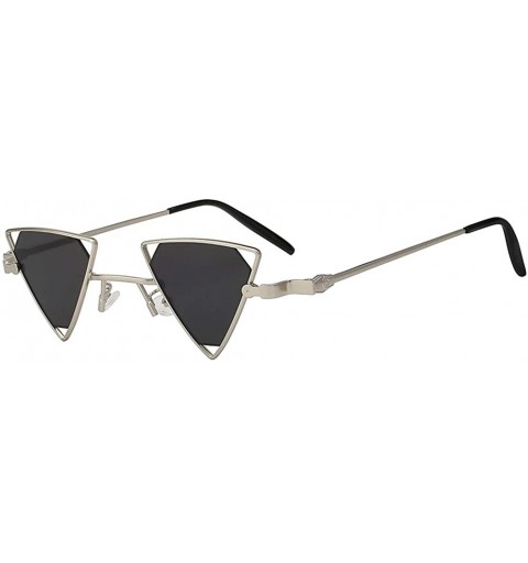 Butterfly Men Women Triangle Butterfly Vintage Colored Lens Sunglasses Metal Frame - Silver-smoke - CB18HSOIL9U $12.96