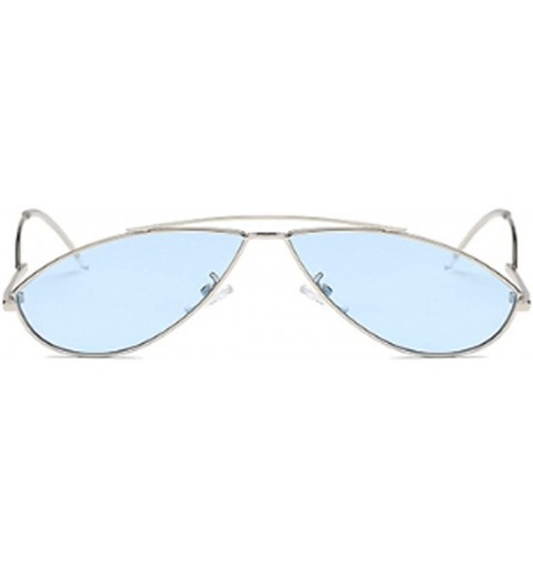 Goggle Vintage Fashion Sunglasses Small Metal Frame Vintage Sunglasses - Silver Blue Tablets - C318EH3ORE8 $19.20