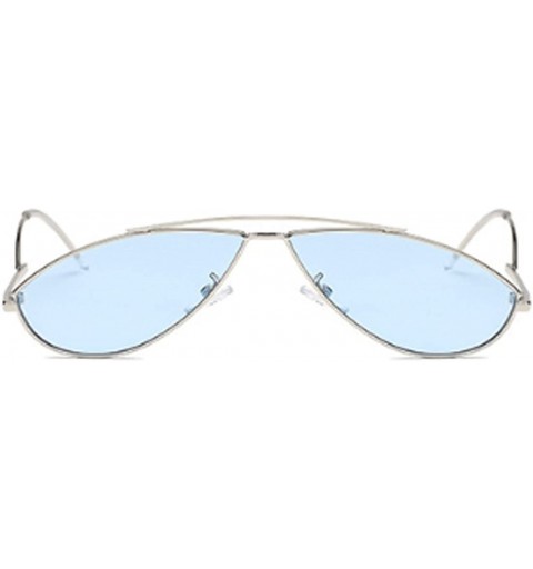 Goggle Vintage Fashion Sunglasses Small Metal Frame Vintage Sunglasses - Silver Blue Tablets - C318EH3ORE8 $7.39